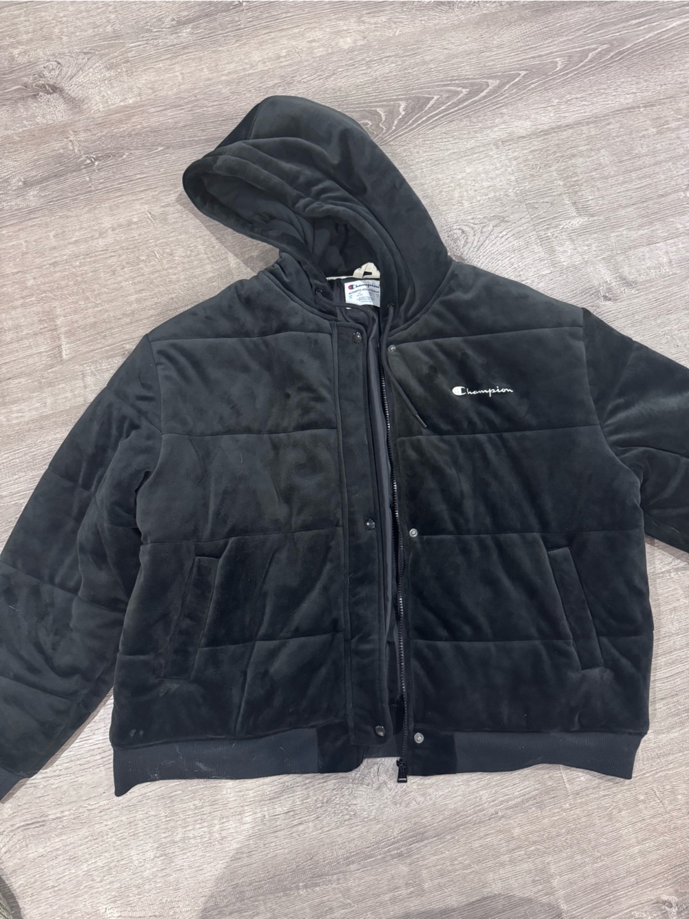 Champion Black Puffer Coach’s Jacket